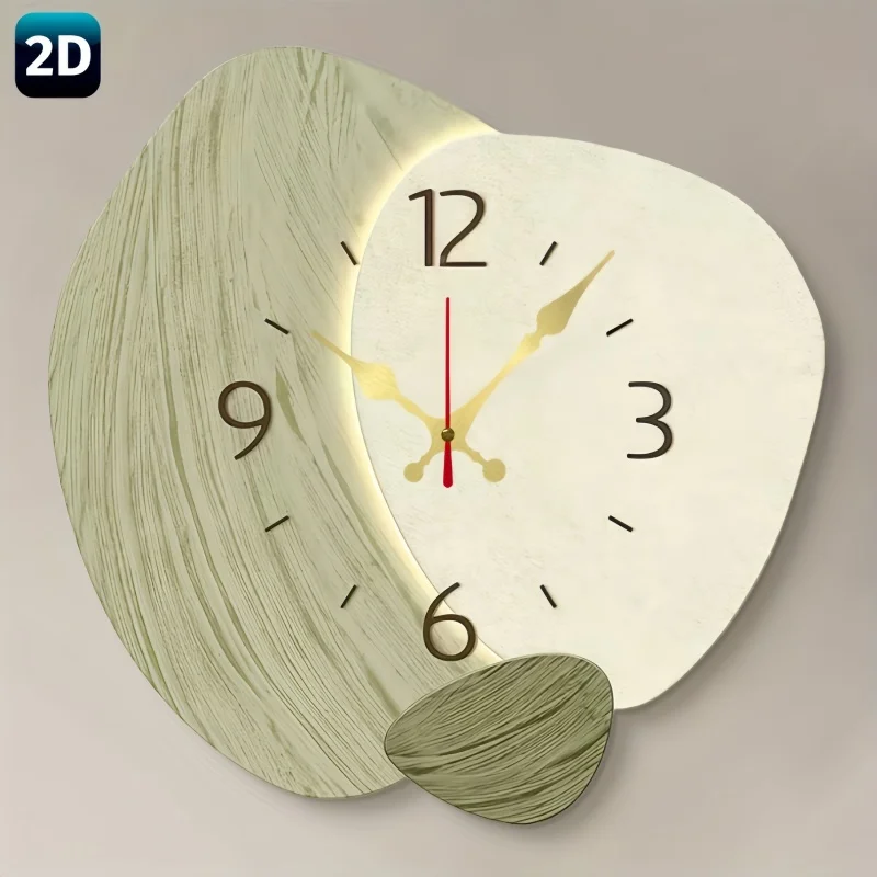 Lighting Home Decor Wall Clocks - Horloge murale silencieuse en bois 2D
