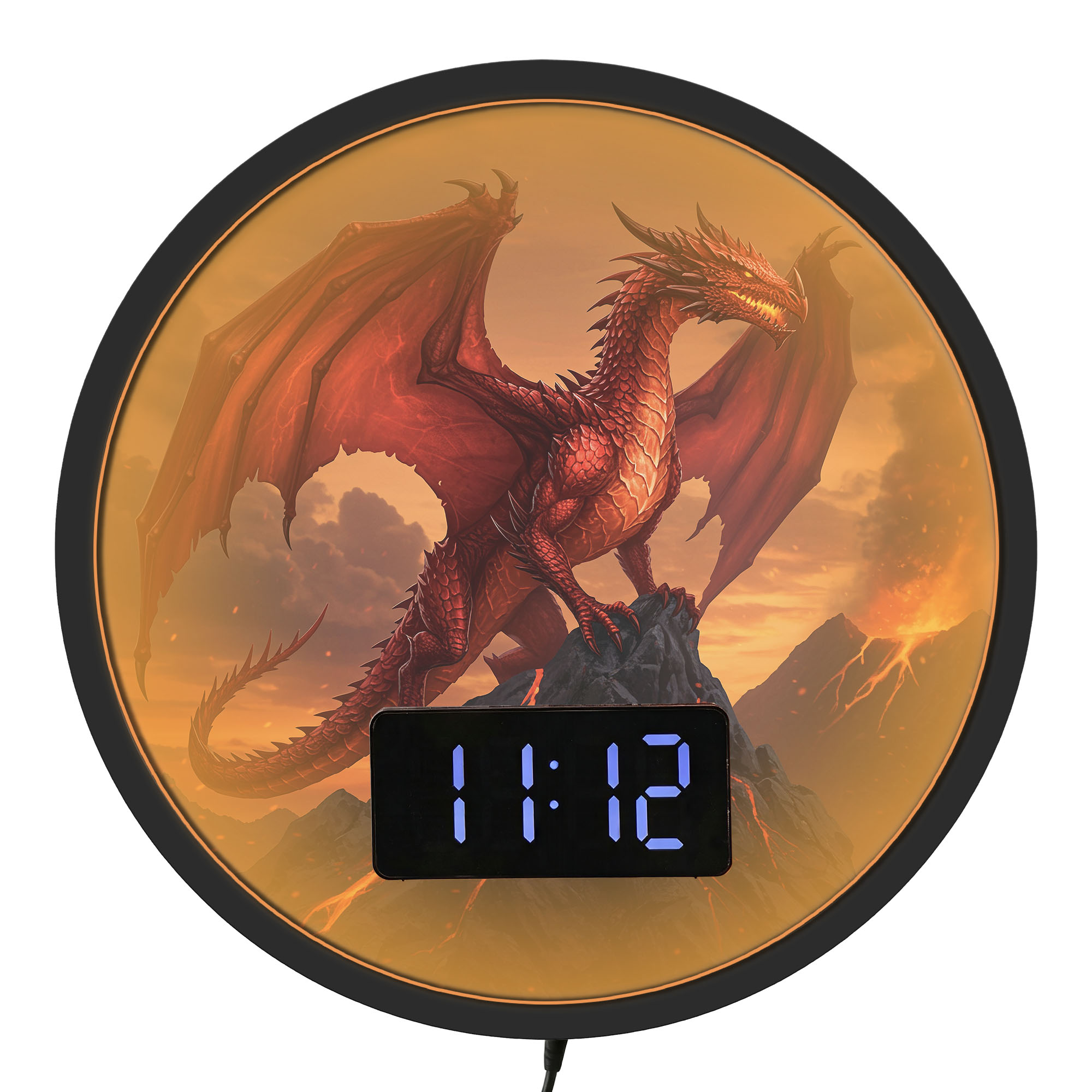 Lighting Home Decor Wall Clocks - Horloge murale numérique LED Dragon de