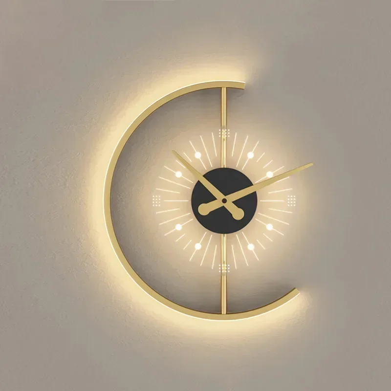 Lighting Home Decor Wall Clocks - Applique murale LED moderne avec horloge