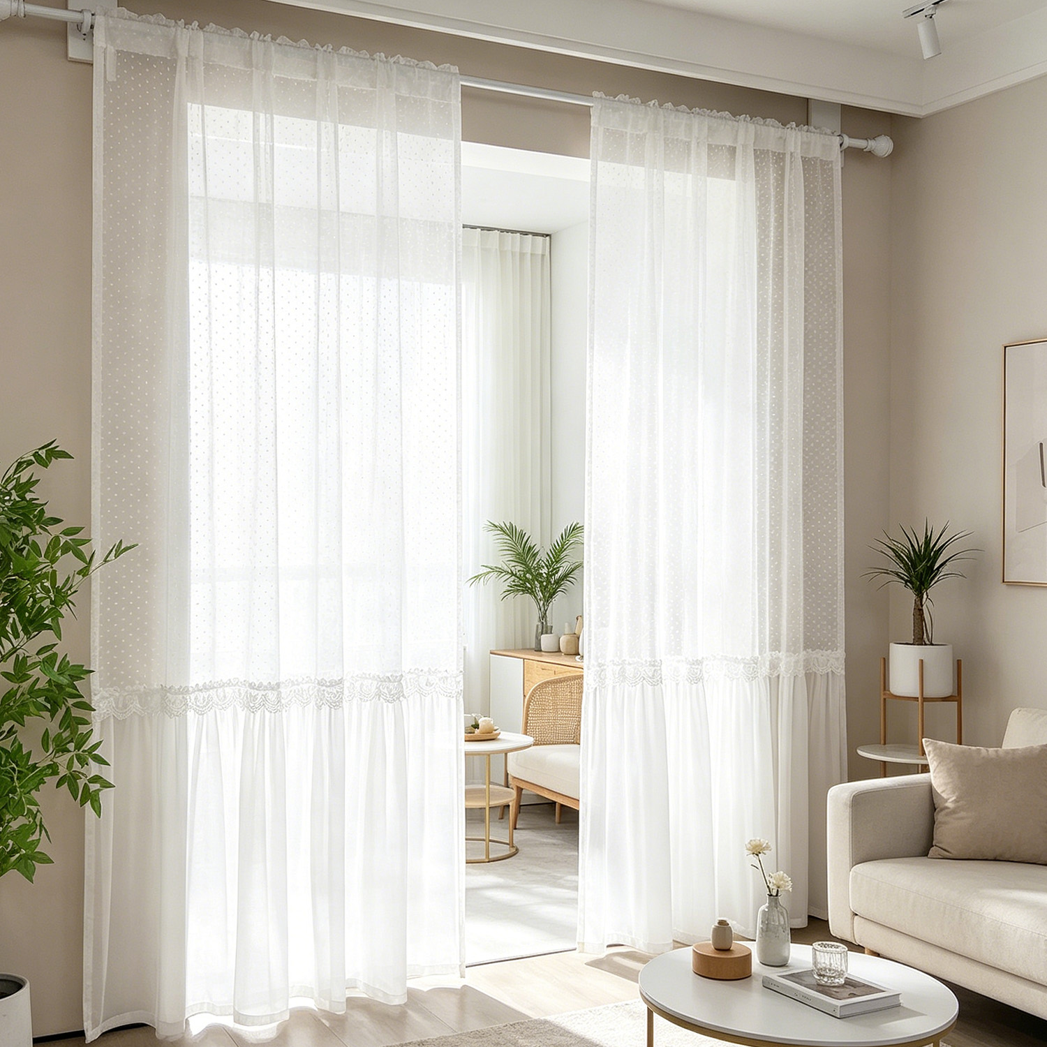 Lighting Decor Ideas - Voilage Romantique Français à Pois et