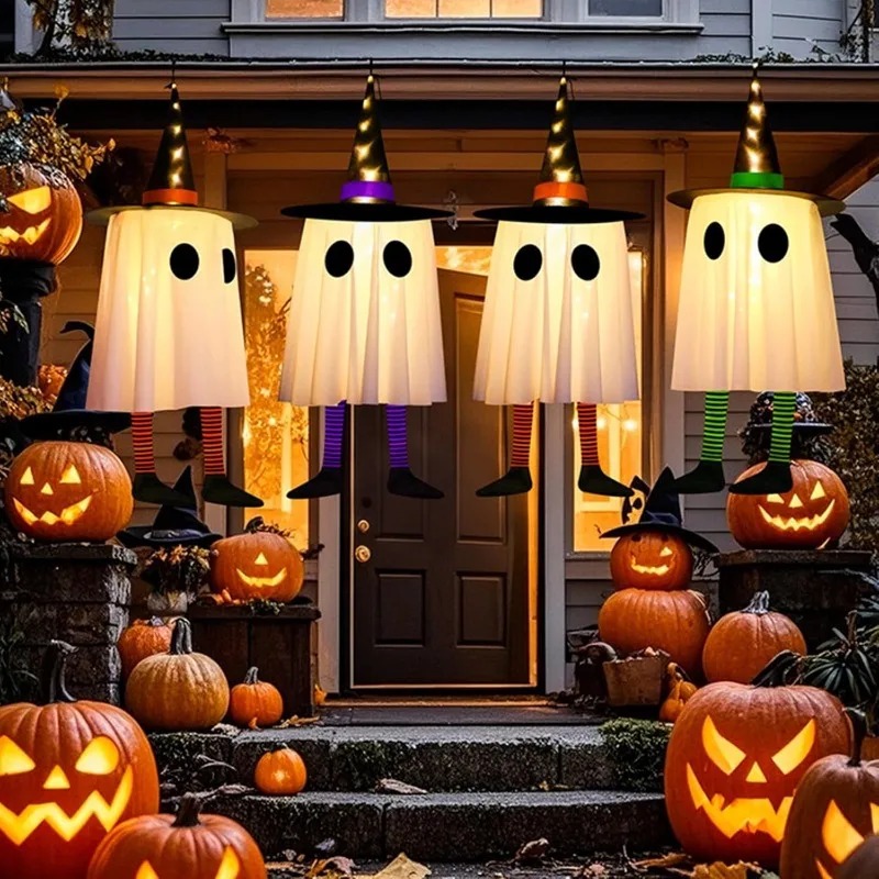 Lighting Tree Decor - Décorations fantômes suspendues pour Halloween, lumières