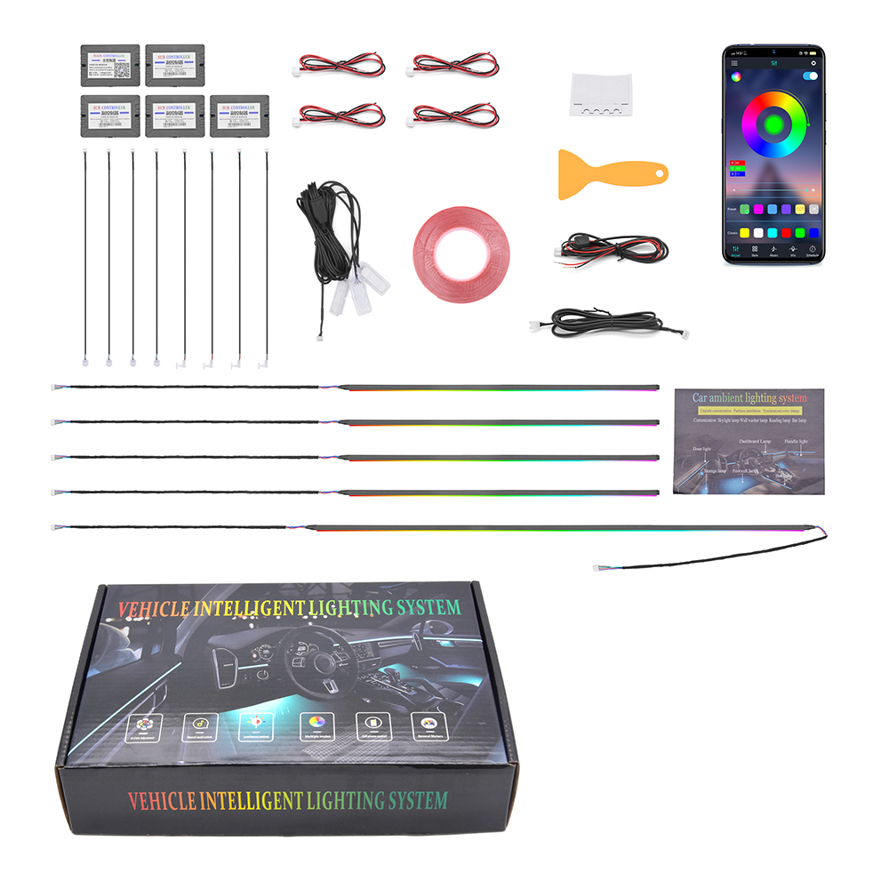 Ambient Led Strip - Kit d'éclairage d'ambiance pour voiture, 18