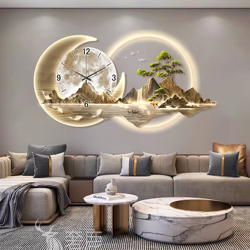 Lighting Home Decor Wall Clocks - Horloge Murale de Luxe, Style Chinois,