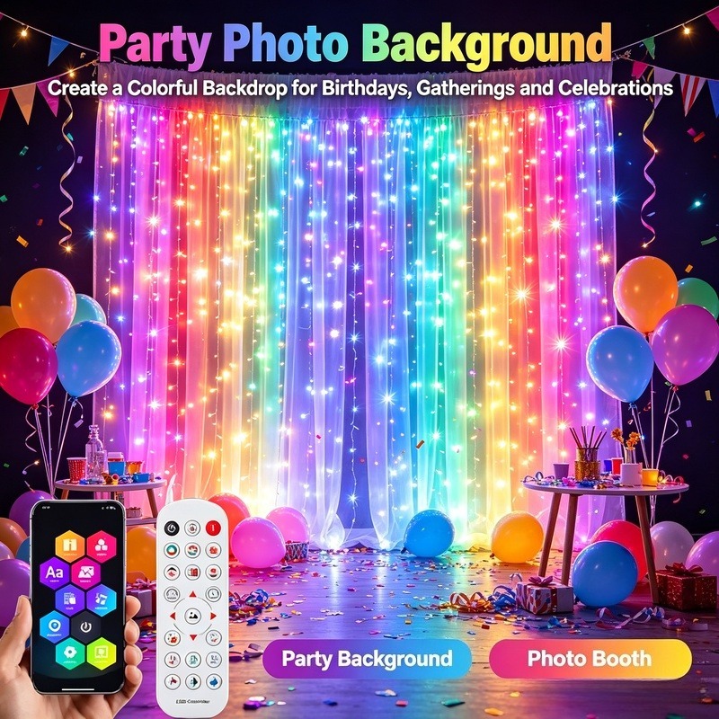 Fairy Light Curtain - Rideaux lumineux LED contrôlés par application,