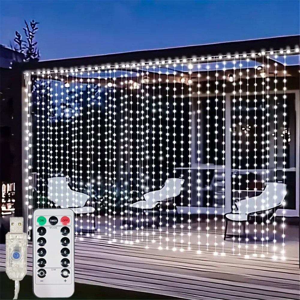 Fairy Light Curtain - Rideau LED USB 3/6M, 8Modes, lumières