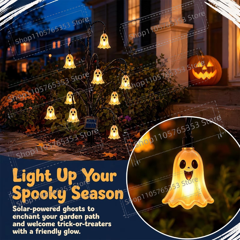 Lighting Tree Decor - Lanterne solaire d'Halloween pour jardin extérieur,