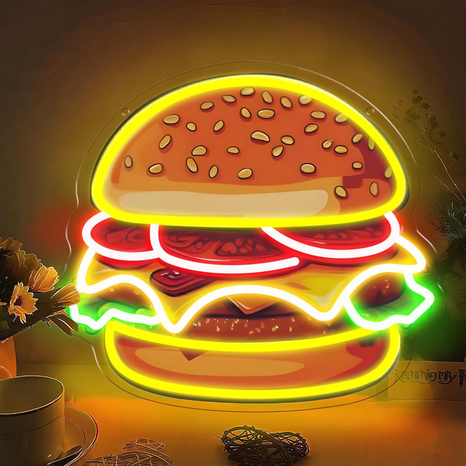 Lighting Decor Ideas - Enseigne néon LED Burger, Luminaire mural