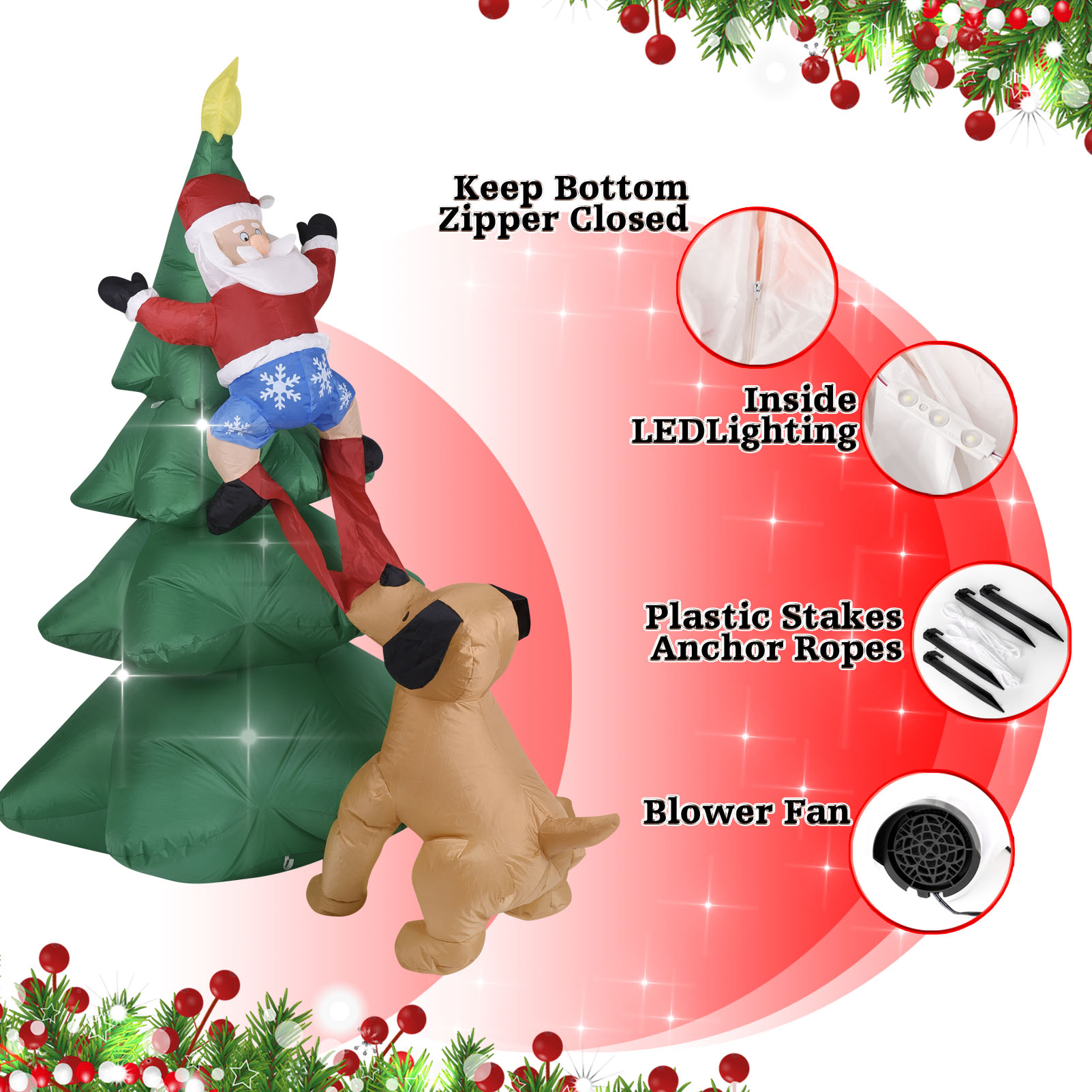 Chien gonflable de noël avec a - Lighting Tree Decor avis et prix