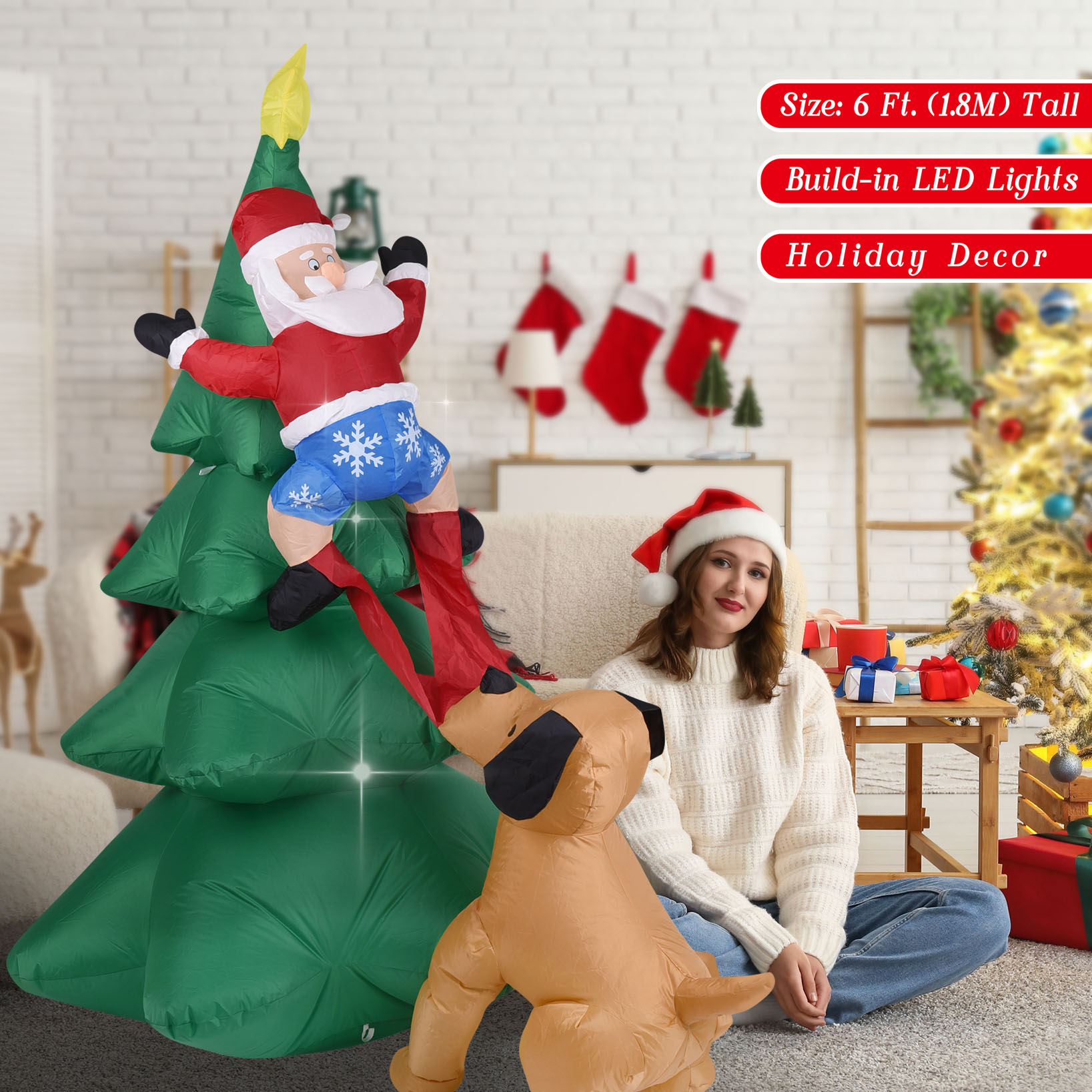 Chien gonflable de noël avec a - Lighting Tree Decor avis et prix